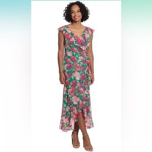 London Times Floral Ruffle Maxi
